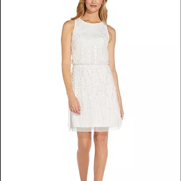 Adrianna Papell Embellished Blouson Dress in Ivory - Picture 11 of 11